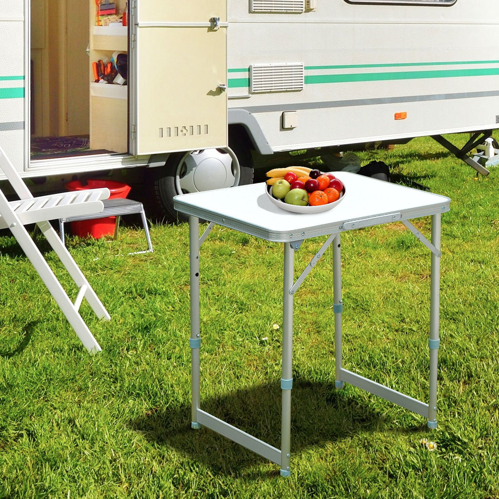 Yeah Depot - Outsunny 23'' Folding Camping Table with Height Adjustability, Lightweight Portable Table with Carry Handle, Outdoor Folding Table Camping Accessories