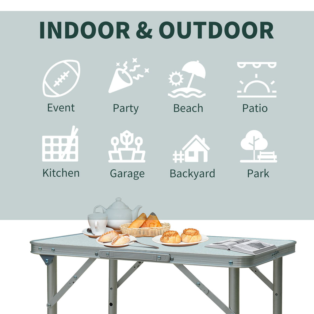 Yeah Depot - Outsunny 23'' Folding Camping Table with Height Adjustability, Lightweight Portable Table with Carry Handle, Outdoor Folding Table Camping Accessories