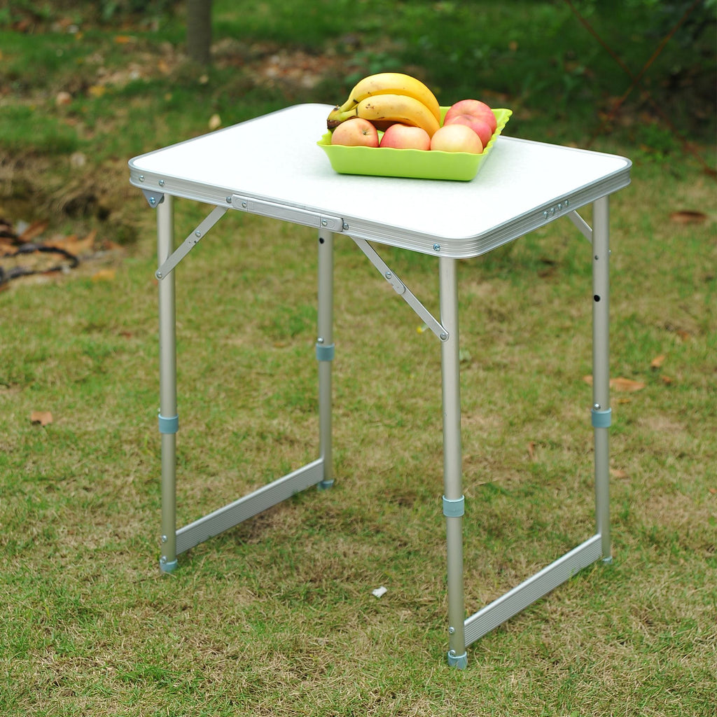 Yeah Depot - Outsunny 23'' Folding Camping Table with Height Adjustability, Lightweight Portable Table with Carry Handle, Outdoor Folding Table Camping Accessories