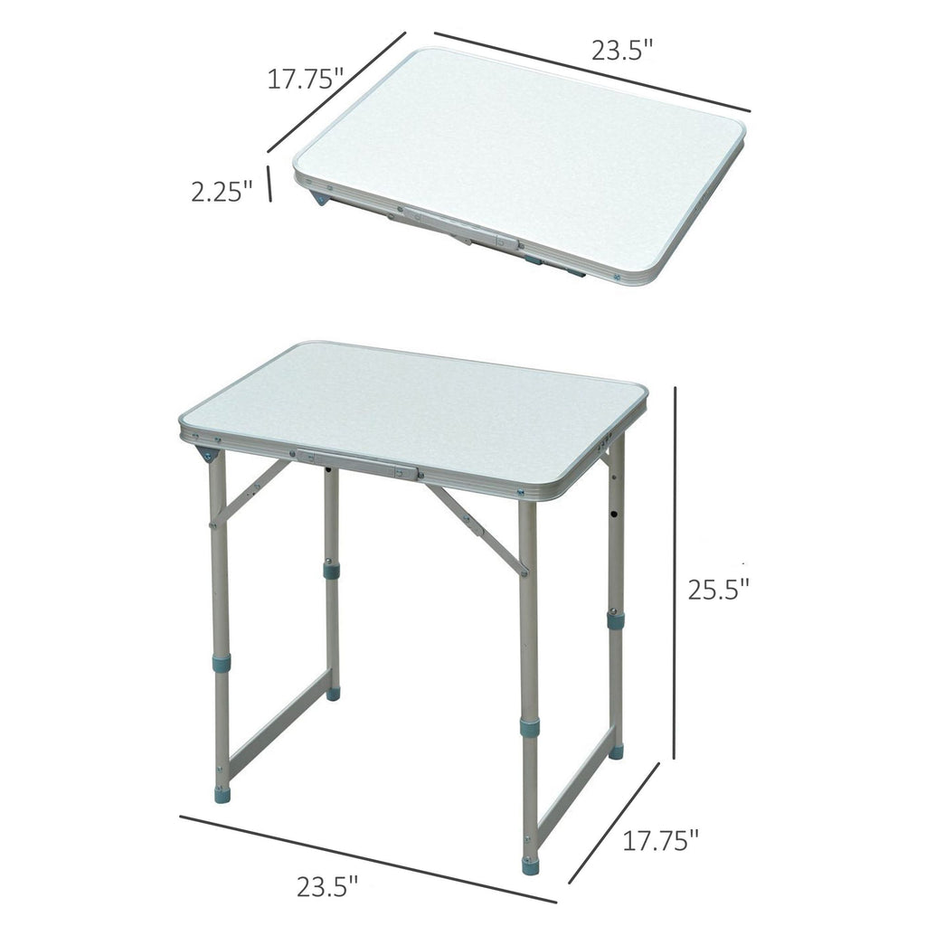 Yeah Depot - Outsunny 23'' Folding Camping Table with Height Adjustability, Lightweight Portable Table with Carry Handle, Outdoor Folding Table Camping Accessories