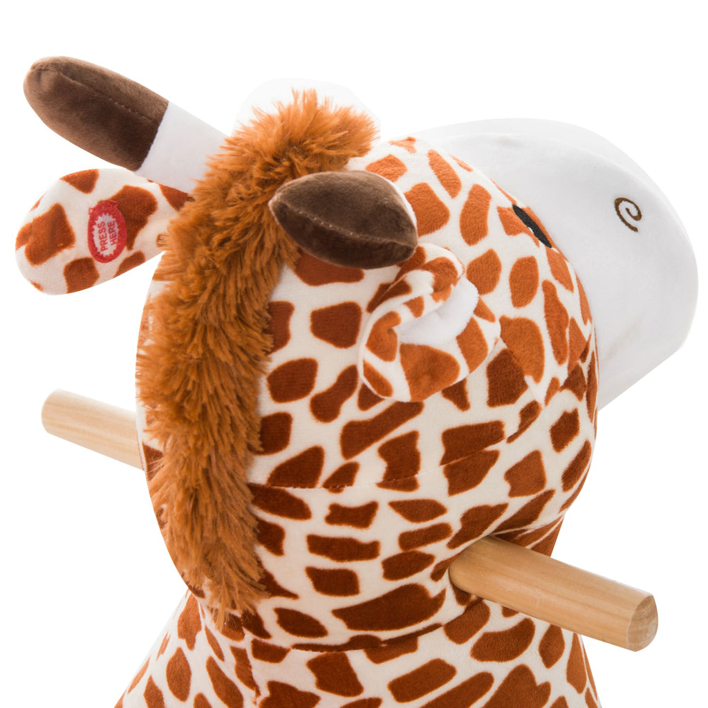 Yeah Depot - Qaba Kids Plush Rocking Horse Giraffe Style Themed Ride-On Chair Toy With Sound Brown