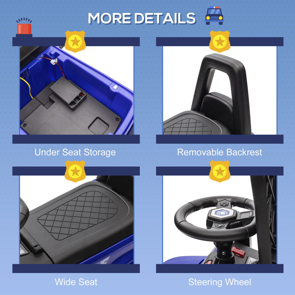 Yeah Depot - Aosom Kids Push Ride On Car with Working PA System and Horn, Police Truck Style Foot-to-Floor Sliding Car for Boys and Girls with Under-Seat Storage, for 18 Months to 5 Years Old, Blue