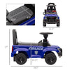 Yeah Depot - Aosom Kids Push Ride On Car with Working PA System and Horn, Police Truck Style Foot-to-Floor Sliding Car for Boys and Girls with Under-Seat Storage, for 18 Months to 5 Years Old, Blue