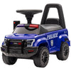 Yeah Depot - Aosom Kids Push Ride On Car with Working PA System and Horn, Police Truck Style Foot-to-Floor Sliding Car for Boys and Girls with Under-Seat Storage, for 18 Months to 5 Years Old, Blue