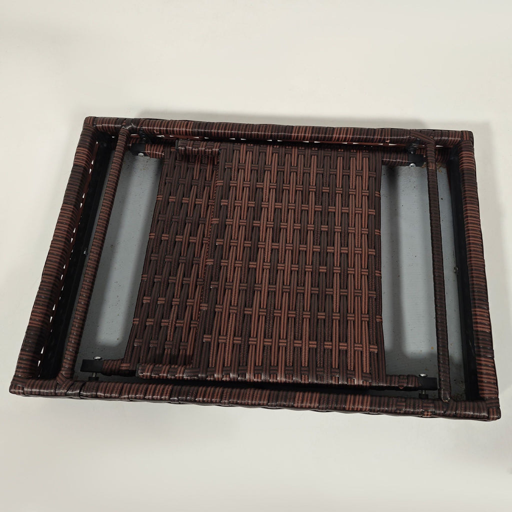 Yeah Depot - Outsunny Folding Rattan Side Table, Outdoor End Table, Hand Woven PE Rattan Coffee Table for Balcony, Backyard, Garden, Lawn, Courtyard, Brown