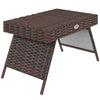 Yeah Depot - Outsunny Folding Rattan Side Table, Outdoor End Table, Hand Woven PE Rattan Coffee Table for Balcony, Backyard, Garden, Lawn, Courtyard, Brown