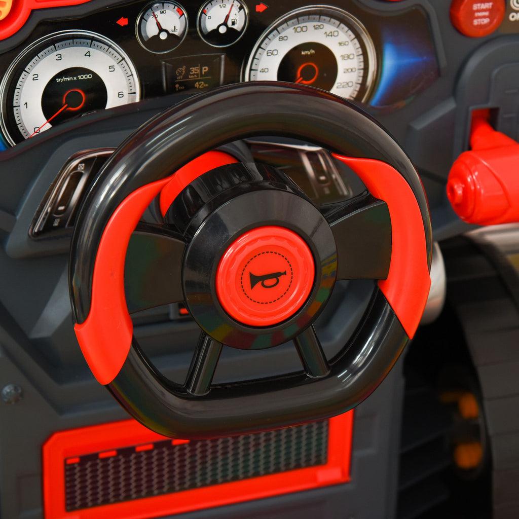 Yeah Depot - Qaba Kids Truck Engine Toy, Kids Mechanic Car Repair Set, Engine Disassembly Play Workshop, Includes 61 Pieces, Steering Wheel, Horn, Light for 3-5 Years Old, Red