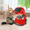 Yeah Depot - Qaba Kids Truck Engine Toy, Kids Mechanic Car Repair Set, Engine Disassembly Play Workshop, Includes 61 Pieces, Steering Wheel, Horn, Light for 3-5 Years Old, Red