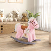 Yeah Depot - Qaba Kids Plush Ride-On Rocking Horse with Bear Toy, Children Chair with Soft Plush Toy & Fun Realistic Sounds, Pink