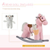 Yeah Depot - Qaba Kids Plush Ride-On Rocking Horse with Bear Toy, Children Chair with Soft Plush Toy & Fun Realistic Sounds, Pink