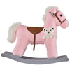 Yeah Depot - Qaba Kids Plush Ride-On Rocking Horse with Bear Toy, Children Chair with Soft Plush Toy & Fun Realistic Sounds, Pink