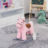 Yeah Depot - Qaba Kids Plush Ride-On Rocking Horse with Bear Toy, Children Chair with Soft Plush Toy & Fun Realistic Sounds, Pink