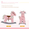 Yeah Depot - Qaba Kids Plush Ride-On Rocking Horse with Bear Toy, Children Chair with Soft Plush Toy & Fun Realistic Sounds, Pink