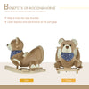 Yeah Depot - Qaba Baby Rocking Horse with Lullaby, Riding Horse, Bear Themed Plush Animal Rocker with Pedals for Ages 18-36 Months