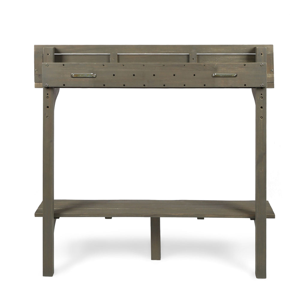 Yeah Depot - Outdoor Acacia Wood Balcony Bar Table, Gray Finish