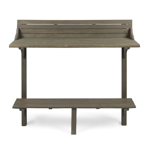 Yeah Depot - Outdoor Acacia Wood Balcony Bar Table, Gray Finish