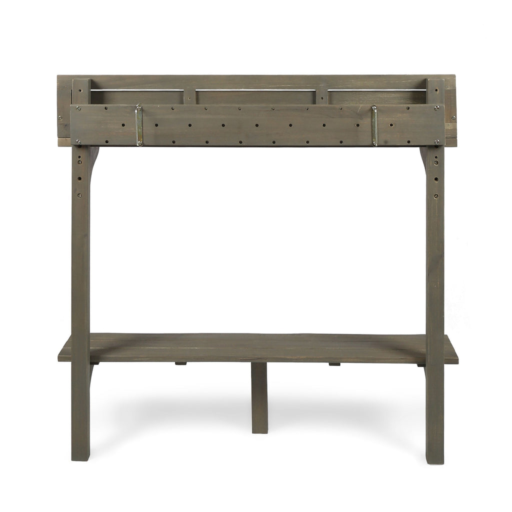Yeah Depot - Outdoor Acacia Wood Balcony Bar Table, Gray Finish