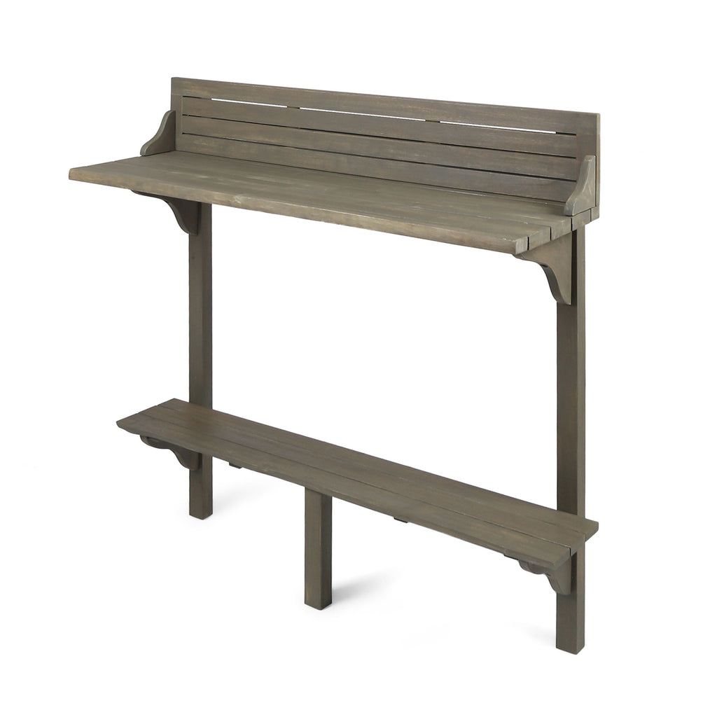 Yeah Depot - Outdoor Acacia Wood Balcony Bar Table, Gray Finish