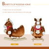 Yeah Depot - Qaba Kids Ride-On Rocking Horse Toy, Rocker with Lullaby Song, Hand Puppets & Soft Plush Fabric for Children 18-36 Months, Brown