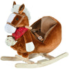 Yeah Depot - Qaba Kids Ride-On Rocking Horse Toy, Rocker with Lullaby Song, Hand Puppets & Soft Plush Fabric for Children 18-36 Months, Brown