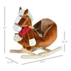 Yeah Depot - Qaba Kids Ride-On Rocking Horse Toy, Rocker with Lullaby Song, Hand Puppets & Soft Plush Fabric for Children 18-36 Months, Brown