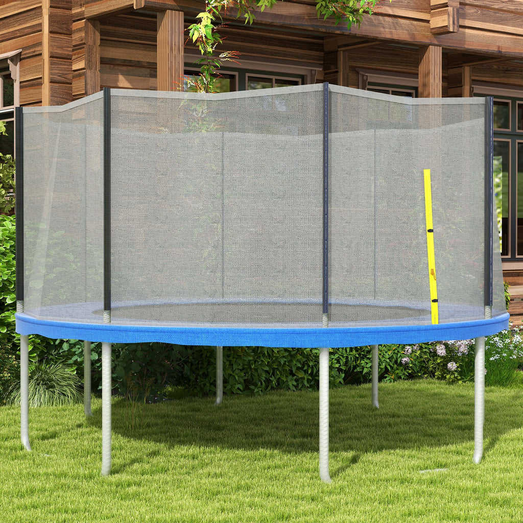 Yeah Depot - Soozier Trampoline Safety Net for 14ft Round Trampoline with 8 Straight Poles, Weather-Resistant Trampoline Net Replacement Enclosure with Yellow Zippered Entrance, Poles Not Included, Yellow