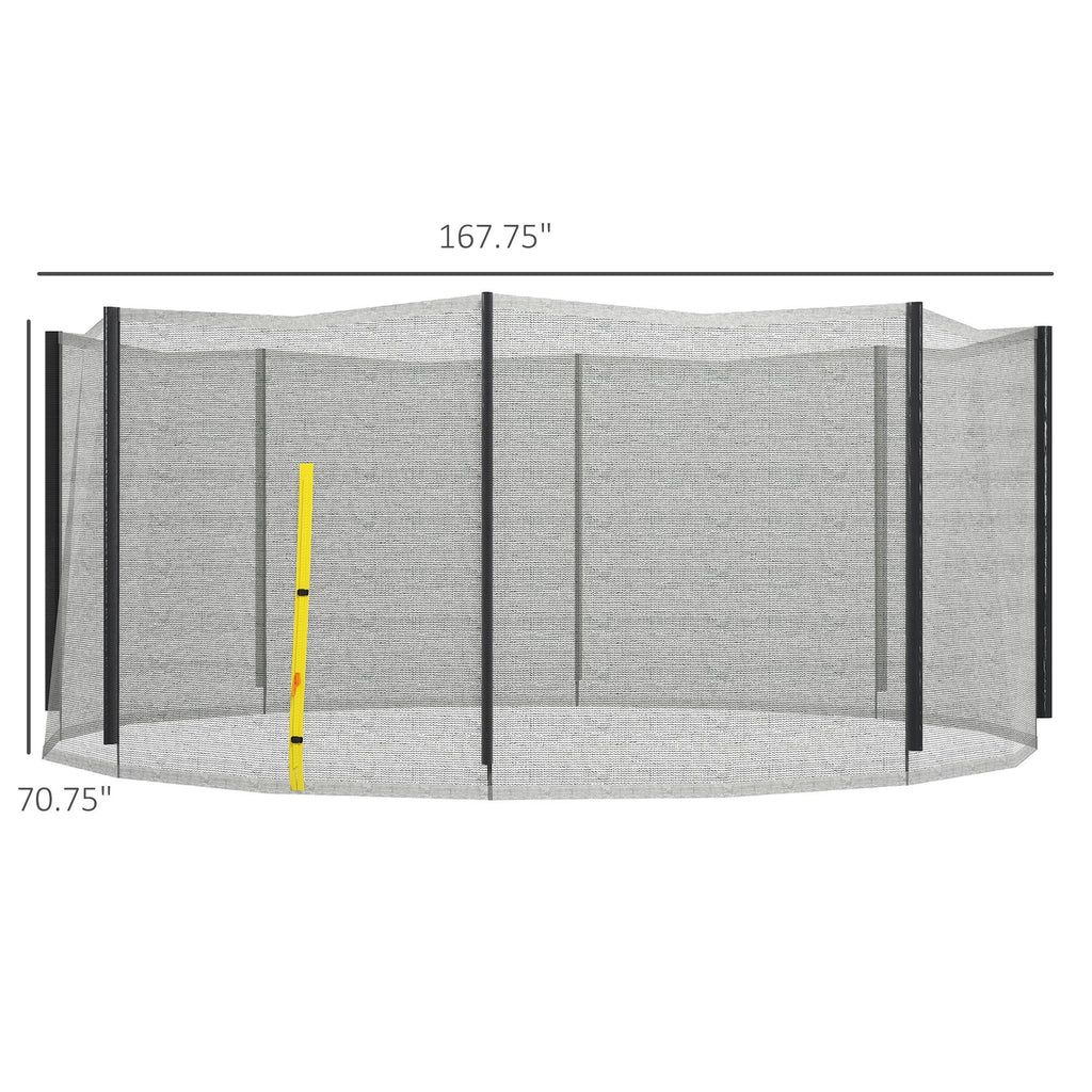 Yeah Depot - Soozier Trampoline Safety Net for 14ft Round Trampoline with 8 Straight Poles, Weather-Resistant Trampoline Net Replacement Enclosure with Yellow Zippered Entrance, Poles Not Included, Yellow