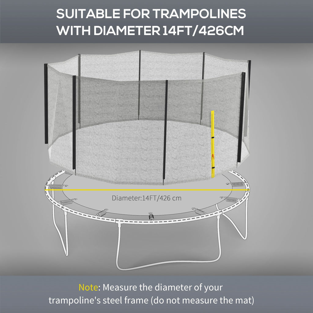 Yeah Depot - Soozier Trampoline Safety Net for 14ft Round Trampoline with 8 Straight Poles, Weather-Resistant Trampoline Net Replacement Enclosure with Yellow Zippered Entrance, Poles Not Included, Yellow