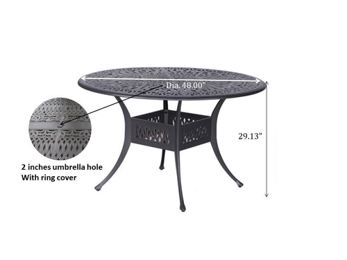 Yeah Depot - Outdoor Patio Aluminum 48'' Round Dining Table, Dessert Night