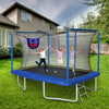 Yeah Depot - New YC 8ft by 12ft rectangular trampoline with basketball board,ball inflater and ladder-Blue ASTM standard tested and CPC certified
