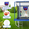 Yeah Depot - New YC 8ft by 12ft rectangular trampoline with basketball board,ball inflater and ladder-Blue ASTM standard tested and CPC certified