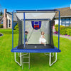 Yeah Depot - New YC 8ft by 12ft rectangular trampoline with basketball board,ball inflater and ladder-Blue ASTM standard tested and CPC certified