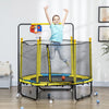 Yeah Depot - Qaba 4.6' Kids Trampoline with Basketball Hoop, Horizontal Bar, 55'' Indoor Trampoline with Net, Small Springfree Trampoline Gifts for Kids Toys, Ages 3-10, Yellow