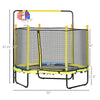 Yeah Depot - Qaba 4.6' Kids Trampoline with Basketball Hoop, Horizontal Bar, 55'' Indoor Trampoline with Net, Small Springfree Trampoline Gifts for Kids Toys, Ages 3-10, Yellow