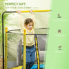 Yeah Depot - Qaba 4.6' Kids Trampoline with Basketball Hoop, Horizontal Bar, 55'' Indoor Trampoline with Net, Small Springfree Trampoline Gifts for Kids Toys, Ages 3-10, Yellow