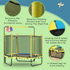 Yeah Depot - Qaba 4.6' Kids Trampoline with Basketball Hoop, Horizontal Bar, 55'' Indoor Trampoline with Net, Small Springfree Trampoline Gifts for Kids Toys, Ages 3-10, Yellow