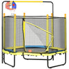 Yeah Depot - Qaba 4.6' Kids Trampoline with Basketball Hoop, Horizontal Bar, 55'' Indoor Trampoline with Net, Small Springfree Trampoline Gifts for Kids Toys, Ages 3-10, Yellow