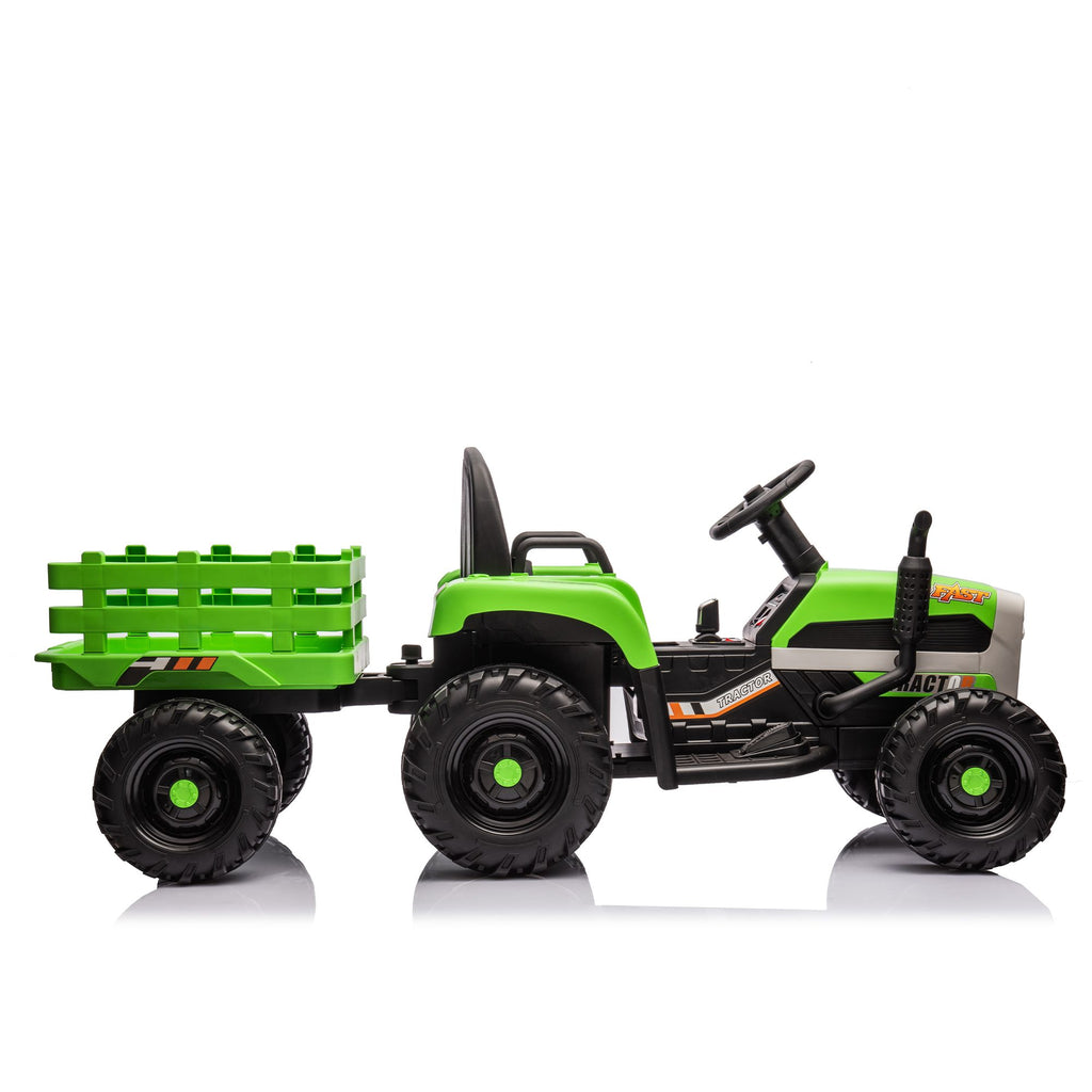Yeah Depot - Ride on Tractor with Trailer,24V Battery Powered Electric Tractor Toy, 200w*2motor 1.86-4.97MPH/Remote Control,electric car for kids,Three speed adjustable,USB,MP3 ,Bluetooth,LED light, safety belt.