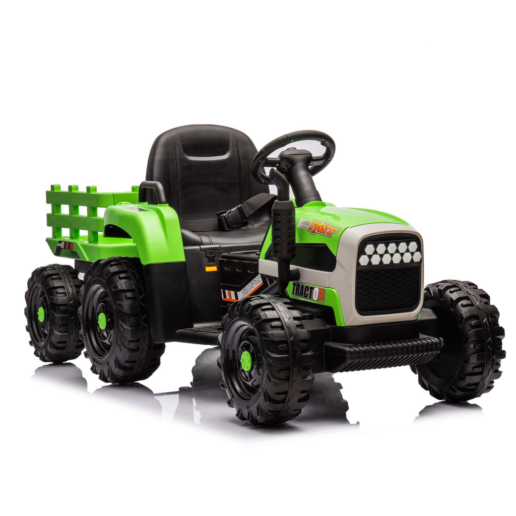 Yeah Depot - Ride on Tractor with Trailer,24V Battery Powered Electric Tractor Toy, 200w*2motor 1.86-4.97MPH/Remote Control,electric car for kids,Three speed adjustable,USB,MP3 ,Bluetooth,LED light, safety belt.