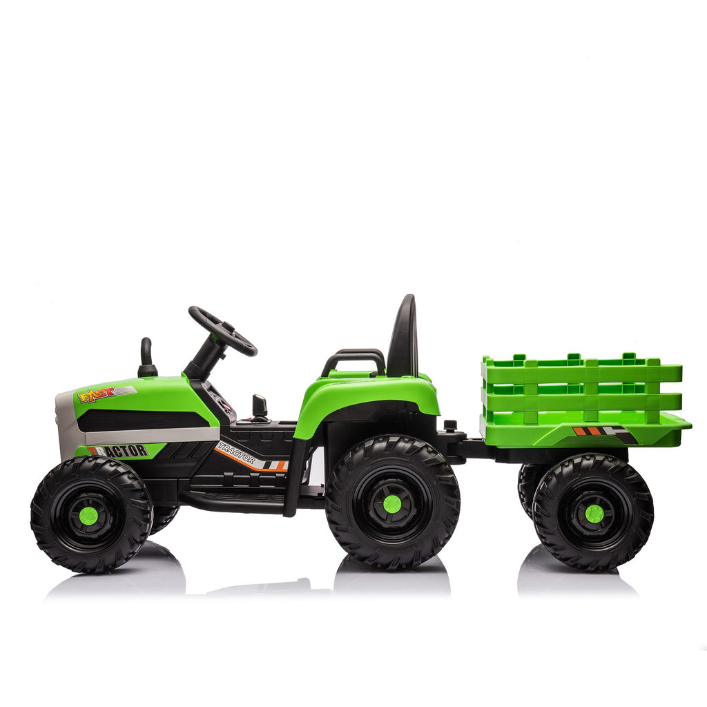 Yeah Depot - Ride on Tractor with Trailer,24V Battery Powered Electric Tractor Toy, 200w*2motor 1.86-4.97MPH/Remote Control,electric car for kids,Three speed adjustable,USB,MP3 ,Bluetooth,LED light, safety belt.