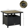Yeah Depot - Outsunny 22'' Rattan Wicker Side Table with Steel Frame, Umbrella Insert Hole, Sand Bag for Outdoor, Patio, Garden, Backyard, Black & Tan