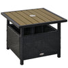 Yeah Depot - Outsunny 22'' Rattan Wicker Side Table with Steel Frame, Umbrella Insert Hole, Sand Bag for Outdoor, Patio, Garden, Backyard, Black & Tan