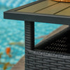 Yeah Depot - Outsunny 22'' Rattan Wicker Side Table with Steel Frame, Umbrella Insert Hole, Sand Bag for Outdoor, Patio, Garden, Backyard, Black & Tan