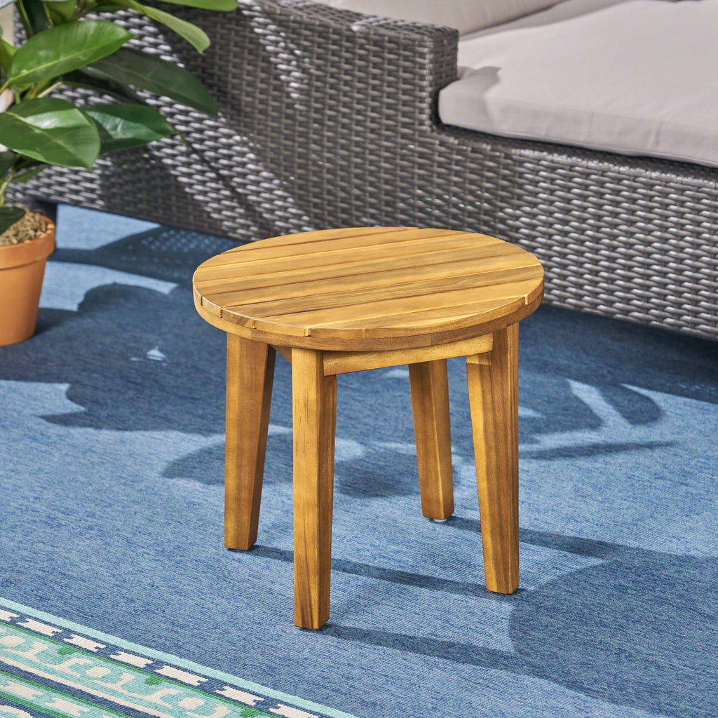 Yeah Depot - Outdoor 16'' Acacia Wood Side Table, Teak Finish