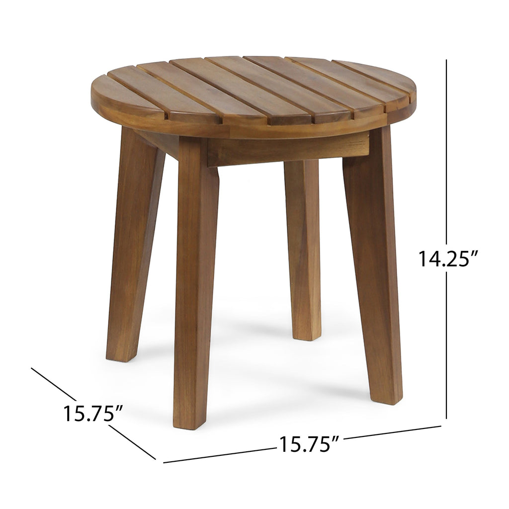 Yeah Depot - Outdoor 16'' Acacia Wood Side Table, Teak Finish