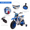 Yeah Depot - Aosom 12V Kids Motorcycle Dirt Bike Electric Battery-Powered Ride-On Toy Off-road Street Bike with Charging Battery, Training Wheels Blue