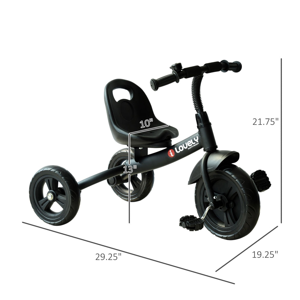 Yeah Depot - Qaba 3-Wheel Recreation Ride-On Toddler Tricycle With Bell Indoor / Outdoor - Black