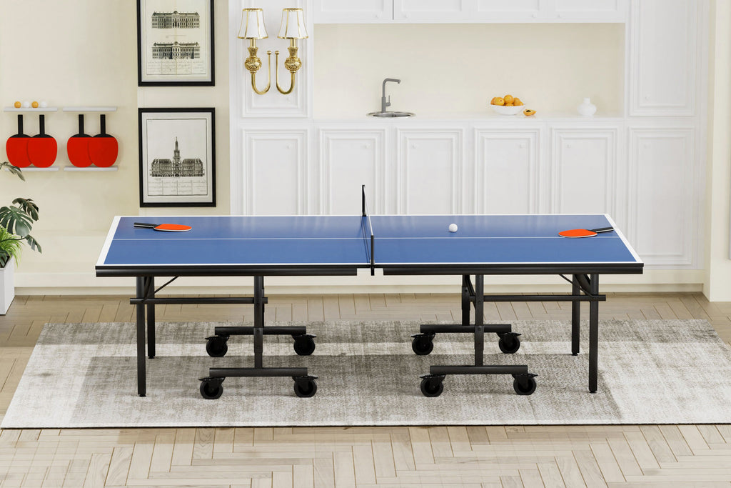 Yeah Depot - Table Tennis Table - 15mm Professional MDF Indoor Table Tennis Table with Table Tennis Net and Bats etc. Quick Assembly, Single Training Table, 108''L x 60''W x 30''H