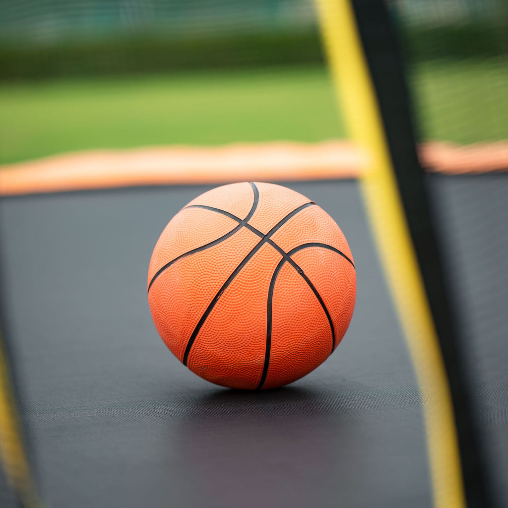 Yeah Depot - 14FT Powder-coated Advanced Trampoline with Basketball Hoop Inflator and Ladder(Outer Safety Enclosure) Orange