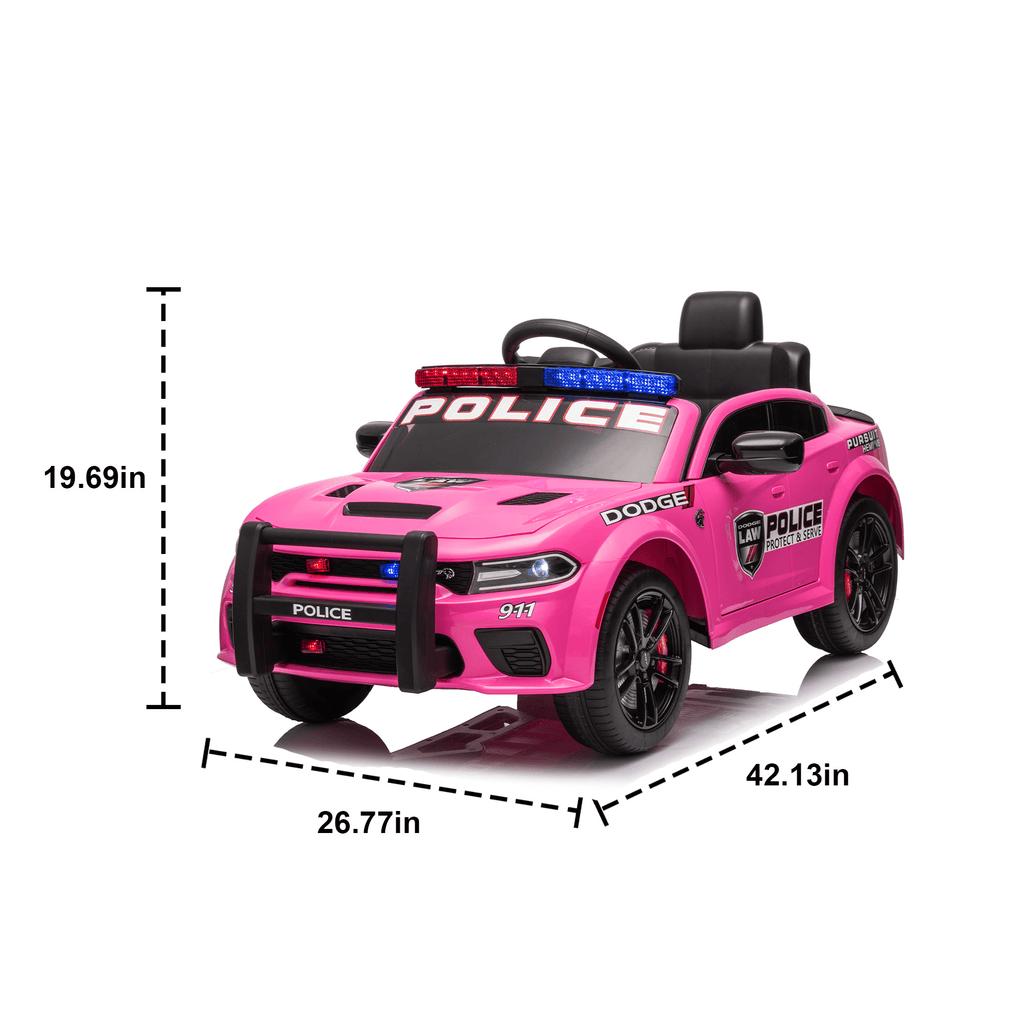 Yeah Depot - Licensed Dodge Charger,12v Kids ride on police car W/Parents Remote Control,anti-collision bar,Front& top alarm light design,Police car sticker,megaphone,three-speed,slow start,Four wheel suspension.